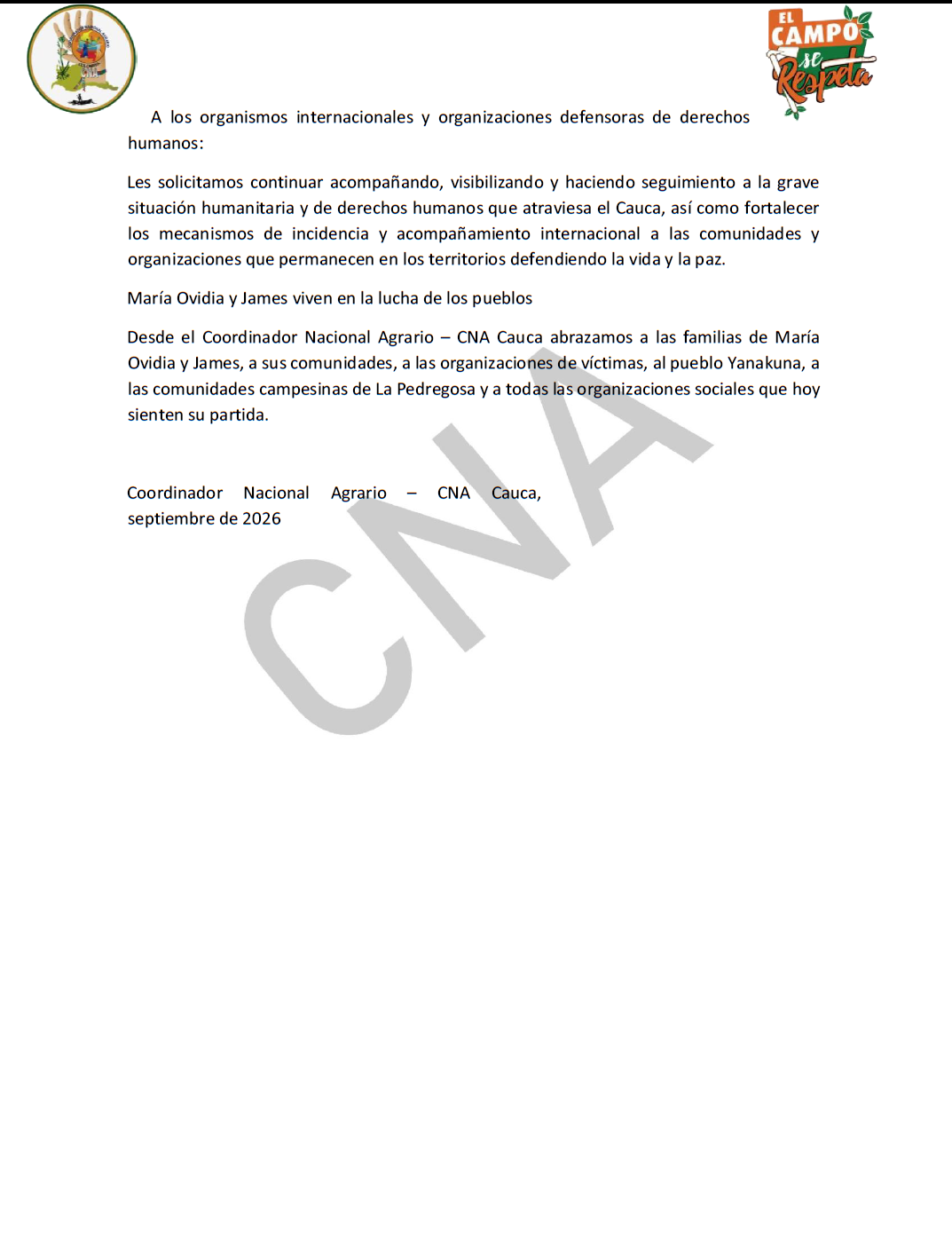 Pronunciamiento publico CNA Cauca 4